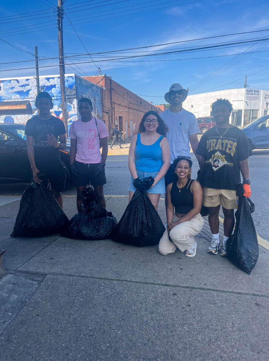 Amachi Ambassadors after a neighborhood cleanup service project